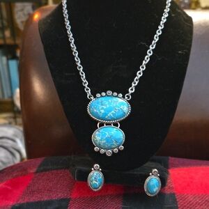 Howolite Silver Colored Necklace and Earring Set